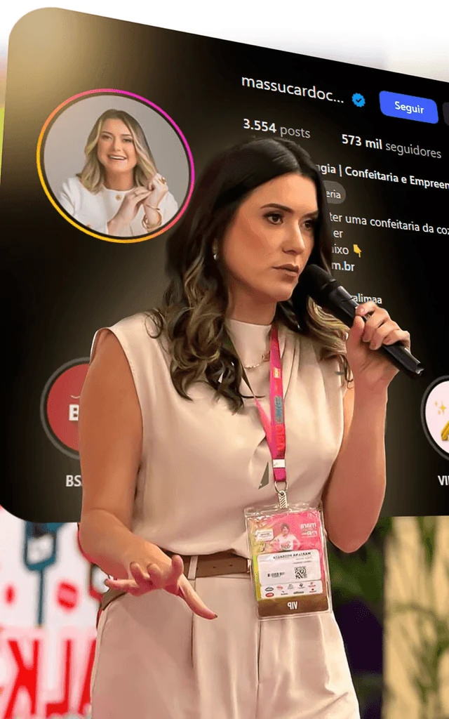 Mari Missagia ensinando e compartilhando sua experiência em um evento